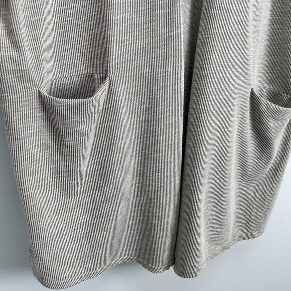 Donni Anthropologie Plus One Size Gray Striped Open Mid Length Duster Cardigan - Picture 9 of 10